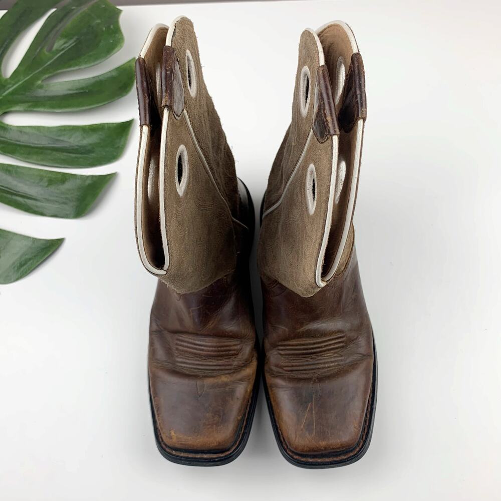 Ariat Workhog Boots Square Toe Brown Leather Suede Western Work Youth Kids 4.5 - Picture 2 of 14